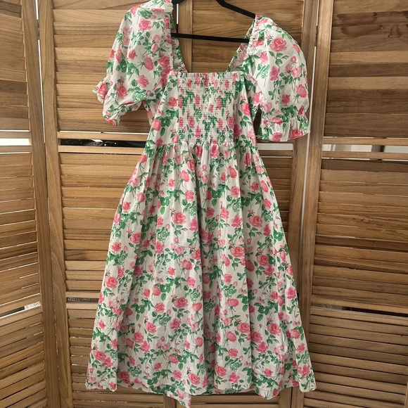 Hill House Midi  Ophelia dress in  Pink Rose Floral with Puff Sleeves size XL - Picture 8 of 8